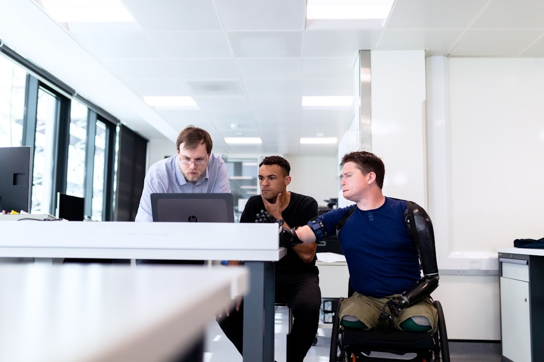 People working at a computer