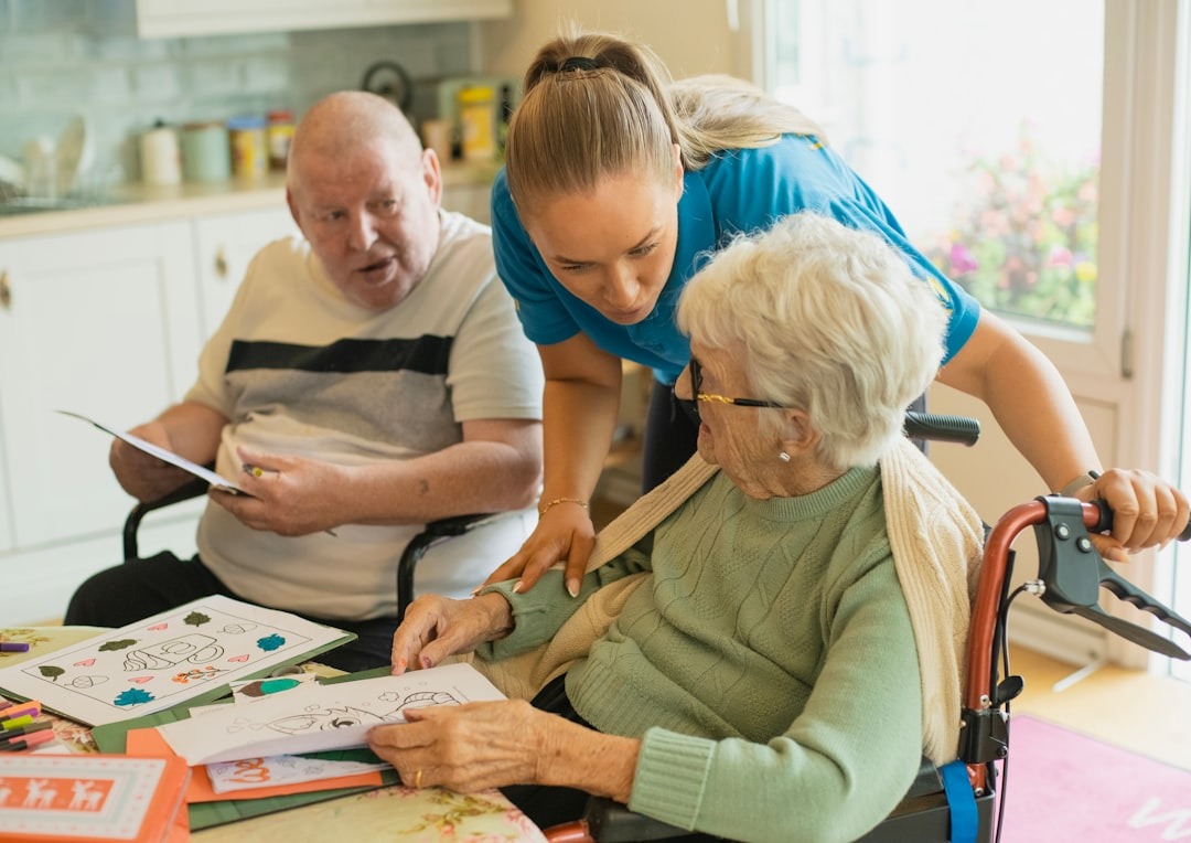 Woman providing assistance to seniors