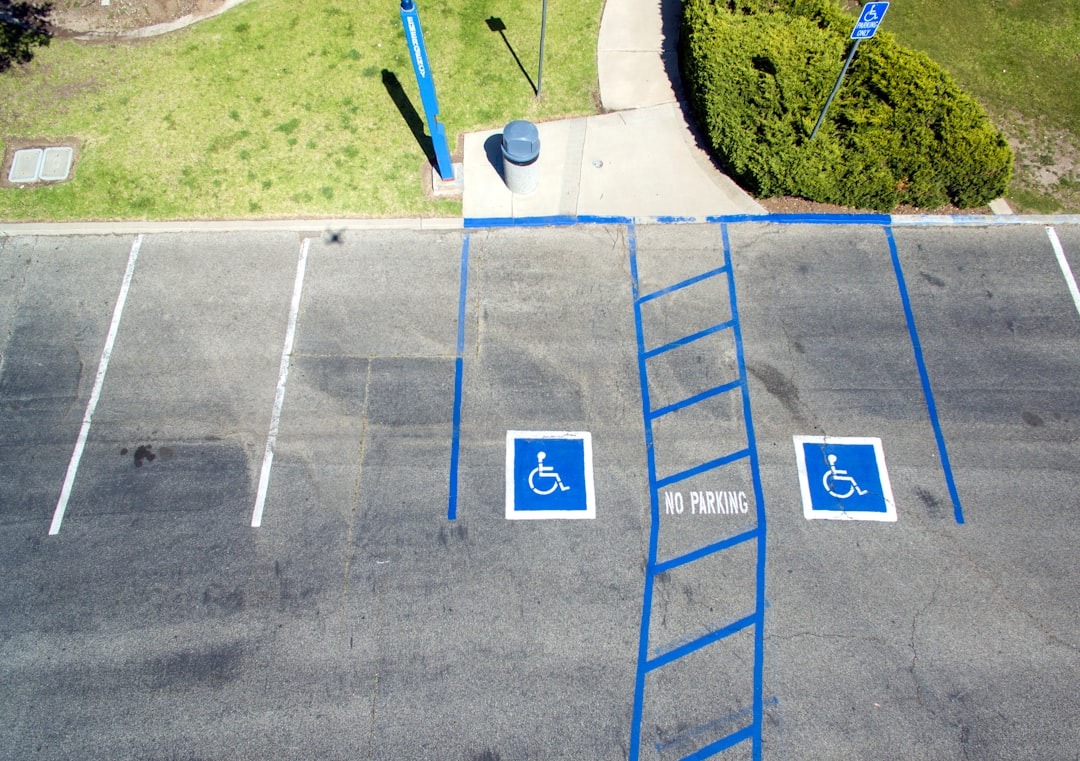 aerial view of accessible parking spaces