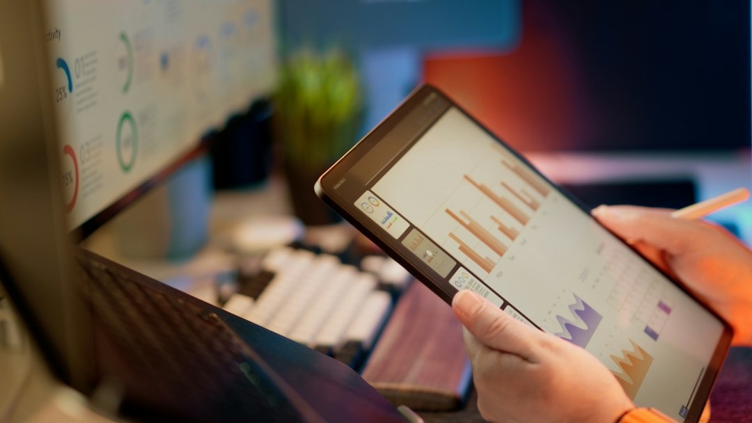 data statistics displayed on tablet