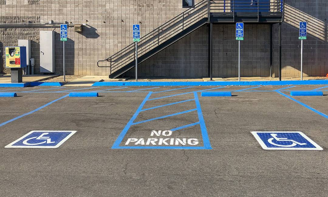 accessible parking spaces in front of building