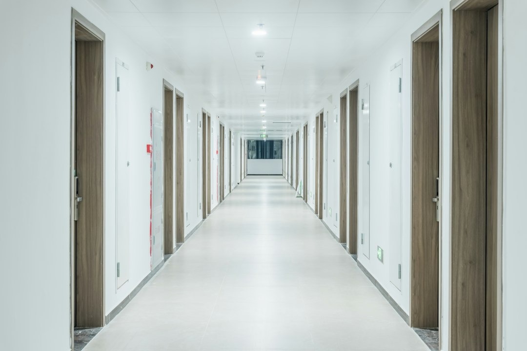 corridor of a campus dorm