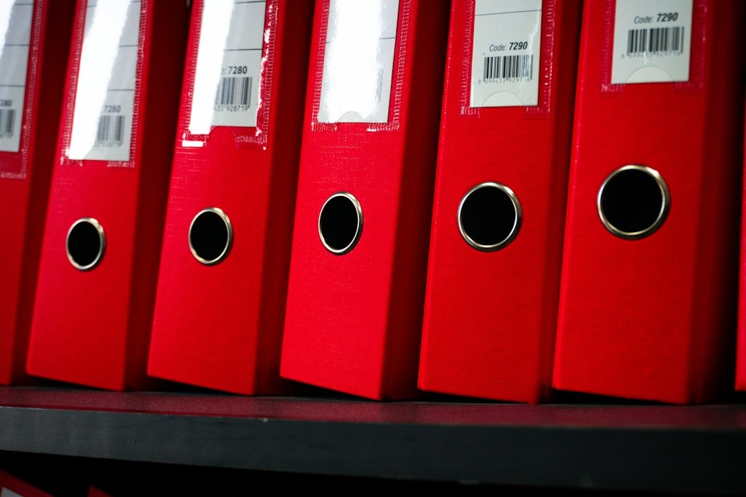 binders on a shelf