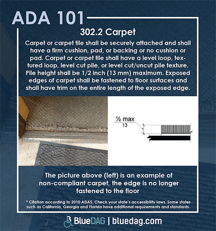 ADA 101 info graphic with ADAS 2010 section 302.2 code text and example pictures