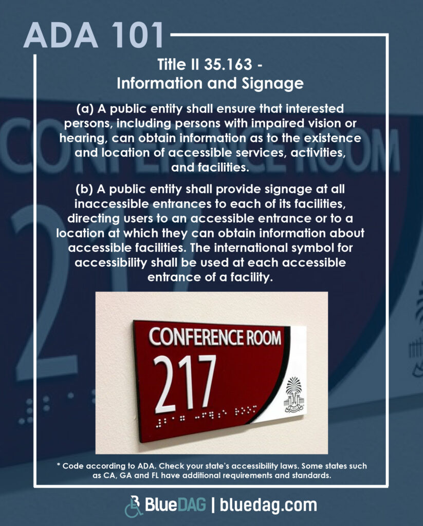 ADA 101 - ADA Title II 35.163 - Information and Signage