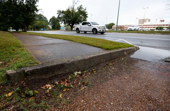 Sidewalk without a curb ramp